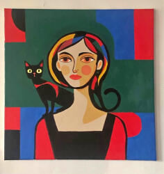  Macskás nő festmény