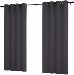 NOW-ART Kész függöny, sima, 145x230 cm, karikás, matt függöny, kör alakú (LEN-1 Ciemny szary 230)