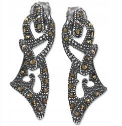 Lovrin 925-ös ezüst fülbevaló markazitokkal, modern stiftes design, ajándék ötlet