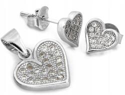 Lovrin Ezüst szett szívvel és cirkóniákkal 925 2.49g fülbevaló és medál divatos (62218104)