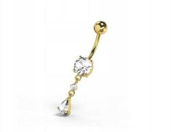 Lovrin Ezüst 925 köldökpiercing könnycsepp cirkónia kövekkel divatos, látványos ajándék (Lovrin 63451)