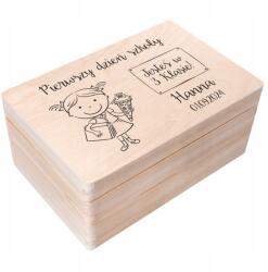 Creative Deco Fából készült doboz iskolai emlékeknek, gyermek névvel, ajándék, 30x20 cm (JANCDSD130BCUSTOMSCHOOLDAYGIRLFBM)