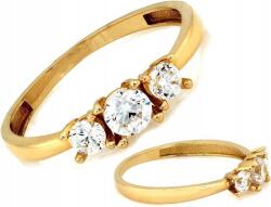 Lovrin Arany gyűrű 375 elegáns három fehér cirkónia köves 15-ös méret női