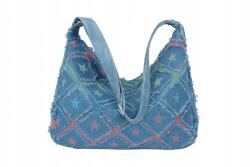  0007 Y2K oversize patchwork farmer kézitáska csillagokkal - válltáska (KMEC81)