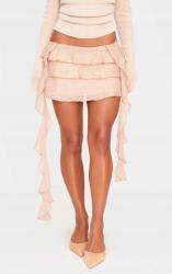 Prettylittlething Bézs Flitteres Miniszoknya Fodros Chiffon Prettylittlething 36