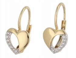 Lovrin Arany fülbevaló 585 Szívecskék Cirkónia Kövekkel 1, 93g angol kapcsos 14k (Lovrin 69673)