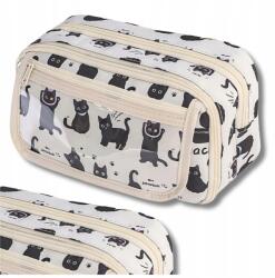  Kétrekeszes összecsukható tolltartó tasak Macska többfunkciós iskolai tubus 3az1ben (SZKOLNY PIÓRNIK SASZETKA ROZKŁADANY KOTKI)