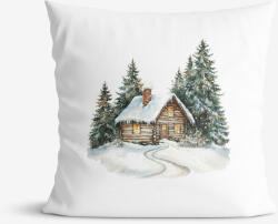 Goldea karácsonyi dekoratív párnahuzat - téli házikó 45 x 45 cm
