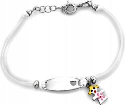 Lovrin 925-ös ezüst karkötő fehér zsinórral, kislányos charm-mal, modern ajándék (Lovrin 44240794)