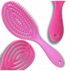 EdiBazzar Rózsaszín masszírozó kefe minden hajtípusra, rugalmas, lapos (Szczotka do włosów elastyczna płaska)