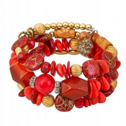  Női rózsaszín karkötő - díszítőkövekkel, kristályokkal és arany színű gyöngyökkel