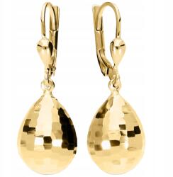 Lovrin Arany fülbevaló 585 függő mandula formájú gyémántcsiszolással, csillogó 3D cseppek