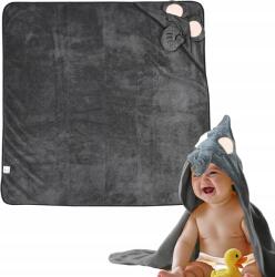  Kapucnis babatörölköző elefánt mintával, szürke, 90 cm (B0BN8HMLTX)