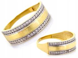 Lovrin Gyűrű sárga és fehér aranyból 585, cirkóniákkal díszítve, 2.68g ajándékba (Lovrin)