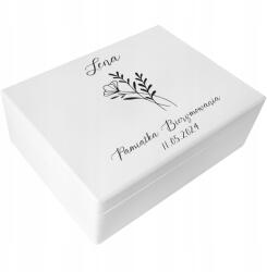 Creative Deco Gravírozott doboz elsőáldozásra, bérmálkozásra ajándékba, emlékbe, borítékoknak 40x30 (JANCDSD140BCUSTOMCOMCONFFLOWERMINFBM-W)