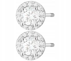 ZŁOCISTO Fehér Arany Fülbevaló Csavaros Rögzítéssel, Gyémántokkal És Fehér Zafírral, 585 Arany (DLA DZIEWCZYNY NARZECZONEJ)