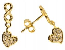 Lovrin 925-ös sterling ezüst, aranyozott fülbevaló, szív alakú függővel, stekkeres