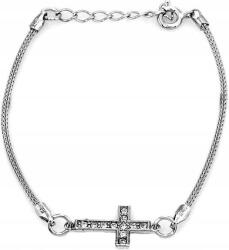 Lovrin 925-ös ezüst karkötő kereszttel és cirkónia kövekkel, divatos charmokkal, nőknek
