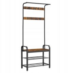 VASAGLE Cipősszekrény Vasagle ülőfelülettel 72 x 183 x 34 fekete, rusztikus tölgy (HSR40B)