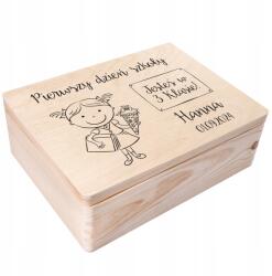 Creative Deco Fa doboz iskolai emlékeknek, gyermek névvel, ajándék, 40x30 (JANCDSD140BCUSTOMSCHOOLDAYGIRLFBM)
