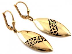 Lovrin Aranyozott, angol kapcsos, 585-ös finomságú, áttört mintás fülbevaló fekete zománccal, 14 karátos (Lovrin)