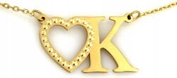 Lovrin Arany nyaklánc 585 szív alakú "k" betűvel 1.66g divatos celebritás stílusú 14k (Jubiler Lovrin)