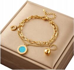 EdiBazzar Sebészeti acél elegáns női aranyozott arany karkötő 18K medál (BRANSOLETKA ZE STALI CHIRURGICZNEJ 316L)