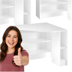 Vicco Fehér Sarok Íróasztal Gaming Számítógép Asztal Polcokkal Szögletes Sarokasztal (Möbel_4076)