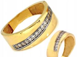 Lovrin Elegáns, 585-ös arany gyűrű, karika fazonú, fehér cirkónia kövekkel díszítve, 17-es méret (Lovrin)