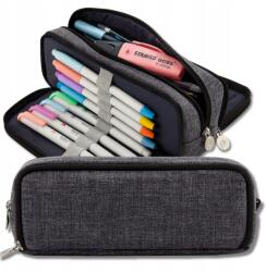  Nagy Méretű Kihajtható Tolltartó Szürke 3az1ben Iskolai Gyermekeknek (PIÓRNIK tuba SZKOŁA wielofunkcyjny saszetka)