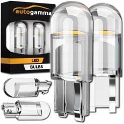 Auto Gamma W5W T10 Led Izzók Sphere Cob 360 fokos erős Fehér szett 2 db