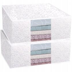  Tárolódoboz Cipzáras Fedéllel, Fehér, 63x43x21, 5 cm, 2 db (B0C9DFS6XW)