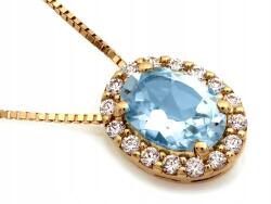 Lovrin Arany nyaklánc 585-ös finomságú, markiz típusú medállal és kék topázzal