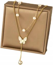 EdiBazzar 18K Arannyal Bevont Női Nyaklánc Celeb Stílusú, Bohém, 316L Sebészeti Acélból (ZŁOTY Elegancki Naszyjnik Kolia Celebrytka)