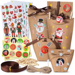 Allbag Adventi Naptár Ajándék Karácsonyi Táskák Matricák Szalagok 24db (KALENDARZ032)