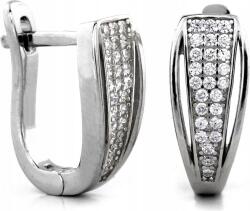 Lovrin Női ezüst fülbevaló 925-ös, angol kapcsos, világos cirkónia kövekkel