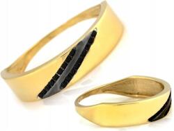 Lovrin Elegáns, arany színű gyűrű fekete cirkónia kövekkel, r16 méret, 585 arany