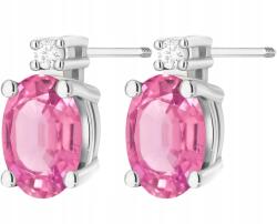 ZŁOCISTO Fehér Arany Fülbevaló Rózsaszín Topázzal És Gyémántokkal Arany Csavaros Stift (DLA DZIEWCZYNY NARZECZONEJ)