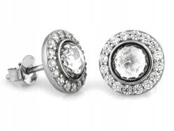Lovrin 925-ös ezüst fülbevaló, kerek, cirkónia kövekkel kirakva, női, divatos, stekkeres (Lovrin)