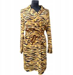 ANSWEAR We Térdig érő Ruha övvel Stílusos Tigriscsíkos Sárga S (UB000815)