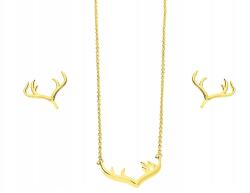 Lovrin 925-ös ezüst, aranyozott ékszerszett szarvasagancs mintával divatos ajándék (Lovrin 67846)