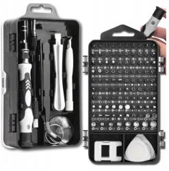  Precíziós csavarhúzó készlet 115 az 1-ben elektronikai eszközökhöz, Cr-v bitekkel, Torx csavarhúzókkal (Śrubokręt zestaw wkrętaków 115w1 + walizka)