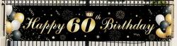 Banner Háttér 60. Születésnapra, Születésnapi Dekoráció, Parti Függődísz 180x40 cm (NC000115)
