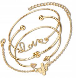 EdiBazzar Női karkötő szett 4db Arany karika lánc strasszok Ajándék (L665)