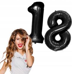 Lewer Lufik számok 18 Fekete fólia Erős születésnapi szett 80cm