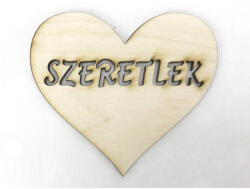  Natúr fa - "Szeretlek" szív 7x8cm - koszorúhoz és asztaldíszhez