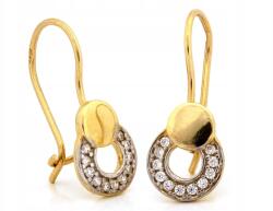 Lovrin Arany fülbevaló 585-ös finomságú, akasztós, finom karika, apró cirkónia kövekkel (Lovrin)