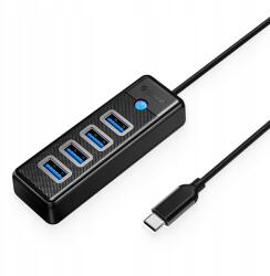 ORICO Hub Elosztó Adapter 4IN1 Usb-c 4X Usb-a Gyors Adatátvitel Fekete (6942227138156)