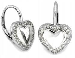 Lovrin Női ezüst fülbevaló 925-ös, cirkónia kövekkel, szív alakú, 1.87g, ékszerész által készítve, ajándékba hölgyeknek (64258692)