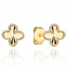 Lovrin Arany fülbevaló 585, négylevelű lóhere mintával, gyémántcsiszolással, fehér arannyal, 1.01g (58716985)